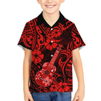 Hawaii Ukulele Hawaiian Shirt Polynesian Pattern Red Version LT01 - Polynesian Pride