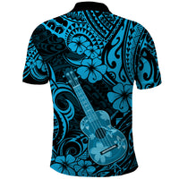 Hawaii Ukulele Polo Shirt Polynesian Pattern Sky Blue Version LT01 - Polynesian Pride