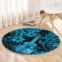 Hawaii Ukulele Round Carpet Polynesian Pattern Sky Blue Version LT01 - Polynesian Pride