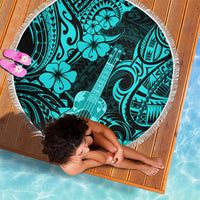Hawaii Ukulele Beach Blanket Polynesian Pattern Turquoise Version LT01 - Wonder Print Shop