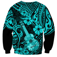 Hawaii Ukulele Sweatshirt Polynesian Pattern Turquoise Version LT01 - Polynesian Pride