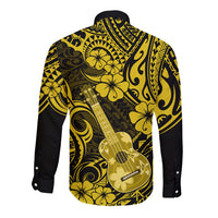 Hawaii Ukulele Long Sleeve Button Shirt Polynesian Pattern Yellow Version LT01 - Polynesian Pride