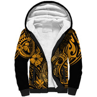 Hawaii Fish Hook Sherpa Hoodie Polynesian Pattern Gold Version LT01 Unisex Gold - Polynesian Pride