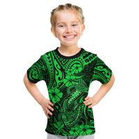 Hawaii Fish Hook Kid T Shirt Polynesian Pattern Green Version LT01 Green - Polynesian Pride