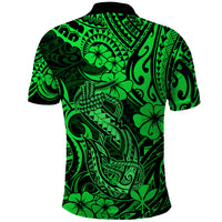 Hawaii Fish Hook Polo Shirt Polynesian Pattern Green Version LT01 - Polynesian Pride
