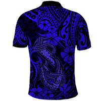 Hawaii Fish Hook Polo Shirt Polynesian Pattern Navy Blue Version LT01 - Polynesian Pride