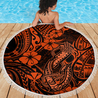 Hawaii Fish Hook Beach Blanket Polynesian Pattern Orange Version LT01 - Wonder Print Shop