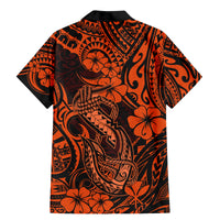 Hawaii Fish Hook Family Matching Mermaid Dress and Hawaiian Shirt Polynesian Pattern Orange Version LT01 - Polynesian Pride