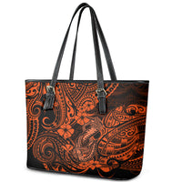 Hawaii Fish Hook Leather Tote Bag Polynesian Pattern Orange Version LT01 - Polynesian Pride