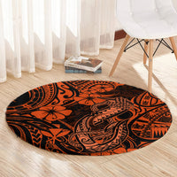 Hawaii Fish Hook Round Carpet Polynesian Pattern Orange Version LT01 - Polynesian Pride