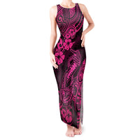 Hawaii Fish Hook Tank Maxi Dress Hibiscus Hawaii Tribal Tattoo Pink Version LT01 Women Pink - Polynesian Pride
