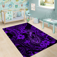 Hawaii Fish Hook Area Rug Hibiscus Hawaii Tribal Tattoo Purple Version LT01 - Polynesian Pride