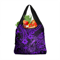 Hawaii Fish Hook Grocery Bag Hibiscus Hawaii Tribal Tattoo Purple Version LT01 1-pack One Size Purple - Polynesian Pride