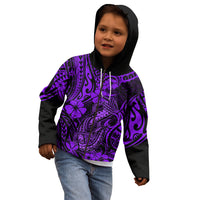 Hawaii Fish Hook Kid Hoodie Hibiscus Hawaii Tribal Tattoo Purple Version LT01 - Polynesian Pride