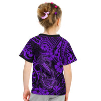 Hawaii Fish Hook Kid T Shirt Hibiscus Hawaii Tribal Tattoo Purple Version LT01 - Polynesian Pride