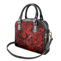 Hawaii Fish Hook Shoulder Handbag Hibiscus Hawaii Tribal Tattoo Red Version LT01 - Polynesian Pride