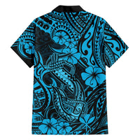 Hawaii Fish Hook Hawaiian Shirt Hibiscus Hawaii Tribal Tattoo Sky Blue Version LT01 - Polynesian Pride