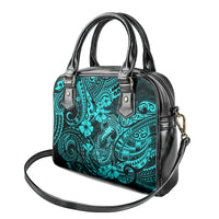 Hawaii Fish Hook Shoulder Handbag Hibiscus Hawaii Tribal Tattoo Turquoise Version LT01 - Polynesian Pride