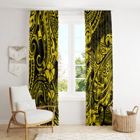 Hawaii Fish Hook Window Curtain Hibiscus Hawaii Tribal Tattoo Yellow Version LT01 - Polynesian Pride