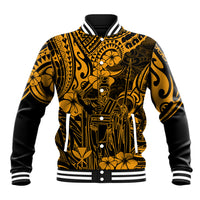 Hawaii King Kamehameha Baseball Jacket Polynesian Pattern Gold Version LT01 Unisex Gold - Polynesian Pride