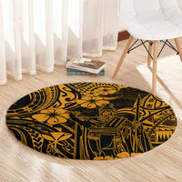 Hawaii King Kamehameha Round Carpet Polynesian Pattern Gold Version LT01 - Polynesian Pride
