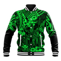 Hawaii King Kamehameha Baseball Jacket Polynesian Pattern Green Version LT01 Unisex Green - Polynesian Pride