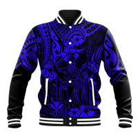 Hawaii King Kamehameha Baseball Jacket Polynesian Pattern Navy Blue Version LT01 Unisex Blue - Polynesian Pride