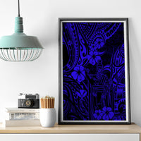 Hawaii King Kamehameha Canvas Wall Art Polynesian Pattern Navy Blue Version LT01 - Polynesian Pride