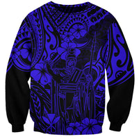Hawaii King Kamehameha Sweatshirt Polynesian Pattern Navy Blue Version LT01 Unisex Blue - Polynesian Pride