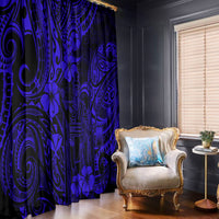Hawaii King Kamehameha Window Curtain Polynesian Pattern Navy Blue Version LT01 Blue - Polynesian Pride