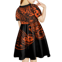 Hawaii King Kamehameha Kid Short Sleeve Dress Polynesian Pattern Orange Version LT01 - Polynesian Pride