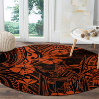 Hawaii King Kamehameha Round Carpet Polynesian Pattern Orange Version LT01 - Polynesian Pride