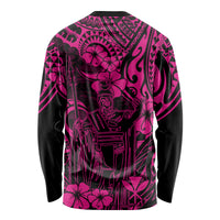 Hawaii King Kamehameha Long Sleeve Shirt Polynesian Pattern Pink Version LT01 - Polynesian Pride