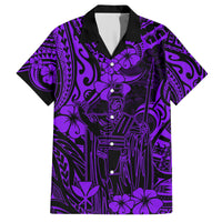 Hawaii King Kamehameha Family Matching Short Sleeve Bodycon Dress and Hawaiian Shirt Polynesian Pattern Purple Version LT01 Dad's Shirt - Short Sleeve Purple - Polynesian Pride