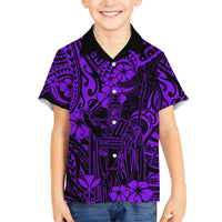 Hawaii King Kamehameha Kid Hawaiian Shirt Polynesian Pattern Purple Version LT01 Kid Purple - Polynesian Pride