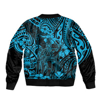 Hawaii King Kamehameha Bomber Jacket Polynesian Pattern Sky Blue Version LT01 - Polynesian Pride