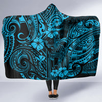 Hawaii King Kamehameha Hooded Blanket Polynesian Pattern Sky Blue Version LT01 - Polynesian Pride