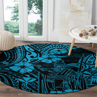 Hawaii King Kamehameha Round Carpet Polynesian Pattern Sky Blue Version LT01 - Polynesian Pride