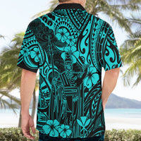 Hawaii King Kamehameha Hawaiian Shirt Polynesian Pattern Turquoise Version LT01 - Polynesian Pride
