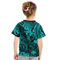 Hawaii King Kamehameha Kid T Shirt Polynesian Pattern Turquoise Version LT01 - Polynesian Pride