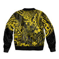 Hawaii King Kamehameha Sleeve Zip Bomber Jacket Polynesian Pattern Yellow Version LT01 - Polynesian Pride