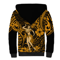 Hawaii Hula Girl Sherpa Hoodie Polynesian Pattern Gold Version LT01 - Polynesian Pride