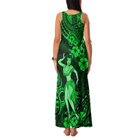 Hawaii Hula Girl Family Matching Tank Maxi Dress and Hawaiian Shirt Polynesian Pattern Green Version LT01 - Polynesian Pride