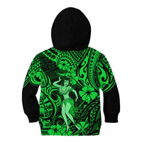 Hawaii Hula Girl Kid Hoodie Polynesian Pattern Green Version LT01 - Polynesian Pride