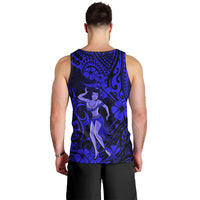 Hawaii Hula Girl Men Tank Top Polynesian Pattern Navy Blue Version LT01 - Polynesian Pride