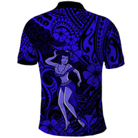 Hawaii Hula Girl Polo Shirt Polynesian Pattern Navy Blue Version LT01 - Polynesian Pride