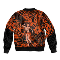 Hawaii Hula Girl Bomber Jacket Polynesian Pattern Orange Version LT01 - Polynesian Pride