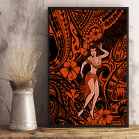 Hawaii Hula Girl Canvas Wall Art Polynesian Pattern Orange Version LT01 - Polynesian Pride