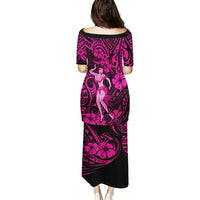 Hawaii Hula Girl Family Matching Puletasi Dress and Hawaiian Shirt Polynesian Pattern Pink Version LT01 - Polynesian Pride