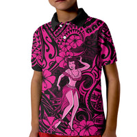 Hawaii Hula Girl Kid Polo Shirt Polynesian Pattern Pink Version LT01 Kid Pink - Polynesian Pride
